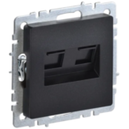 IEK BRITE Розетка компьютерная двойная RJ45 кат.5E РК10-2-БрЧ черный (BR-K20-1-K02)