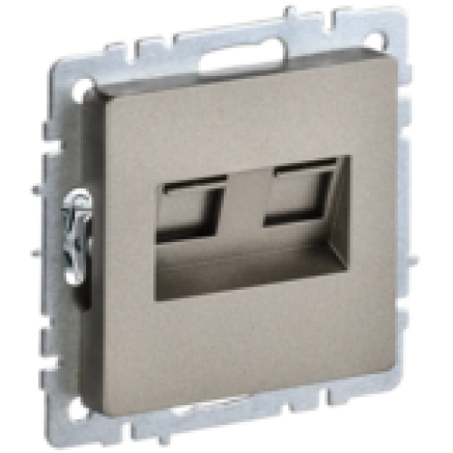 IEK BRITE Розетка компьютерная двойная RJ45 кат.5E РК10-2-БрШ шампань (BR-K20-1-K37)