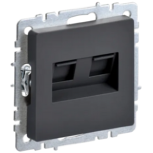 IEK BRITE Розетка компьютерная двойная RJ45 кат.6 РК11-2-БрГ графит (BR-K20-2-K53)