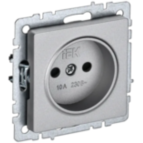 IEK BRITE Розетка 1-местная без заземления с защитными шторками 10А РСш10-2-БрА алюминий (BR-R13-10-K47)