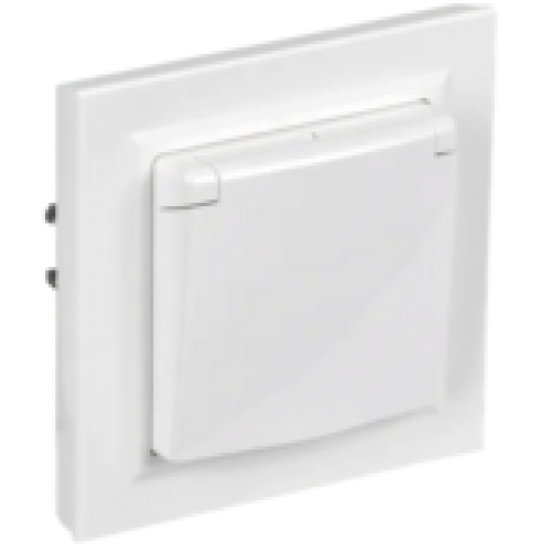 IEK BRITE Розетка 1-местная с заземлением с защитными шторками и крышкой 16А IP44 в сборе РСбш10-3-44-БрБ белый  (BR-R16-16-44-K01-F-PRO)