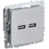 IEK BRITE Розетка USB A+A 5В 3,1А РЮ10-1-БрА алюминий (BR-U21-D31-K47)