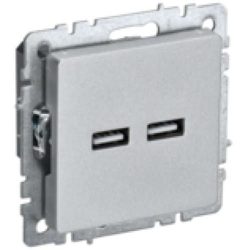 IEK BRITE Розетка USB A+A 5В 3,1А РЮ10-1-БрА алюминий (BR-U21-D31-K47)