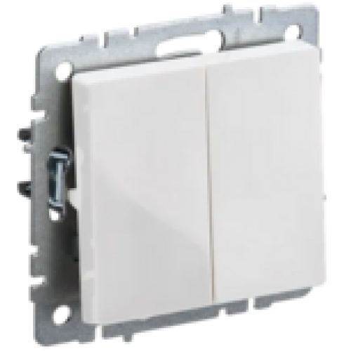 IEK BRITE Выключатель 2-клавишный проходной 10А ВС10-2-6-БрБ белый  (BR-V22-0-10-K01-PRO)