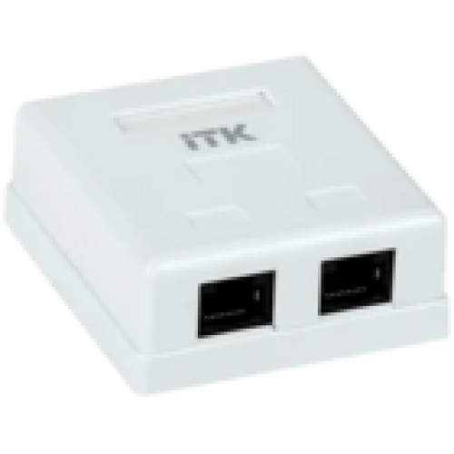 IEK ITK Настенная информационная розетка RJ45 8P8C кат.5E UTP 2-порта белая (CS2-1C5EU-22)