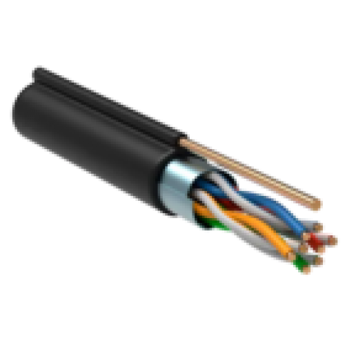 IEK ITK Витая пара F/UTP кат.5E 4х2х24AWG solid LDPE с металлическим тросом 1,2мм черный (305м) (LC3-C5E04-359)