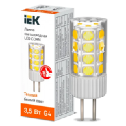IEK Лампа светодиодная CORN капсула 3,5Вт 230В 3000К керамика G4 (LLE-CORN-4-230-30-G4)