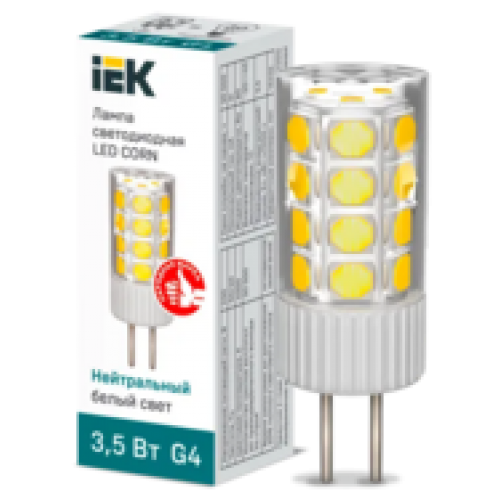 IEK Лампа светодиодная CORN капсула 3,5Вт 230В 4000К керамика G4 (LLE-CORN-4-230-40-G4)