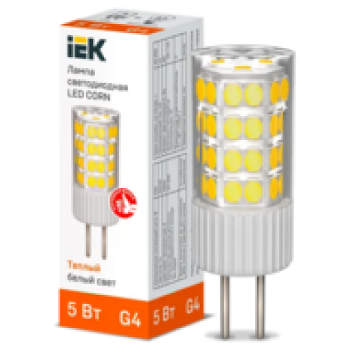 IEK Лампа светодиодная CORN капсула 5Вт 230В 3000К керамика G4 (LLE-CORN-5-230-30-G4)