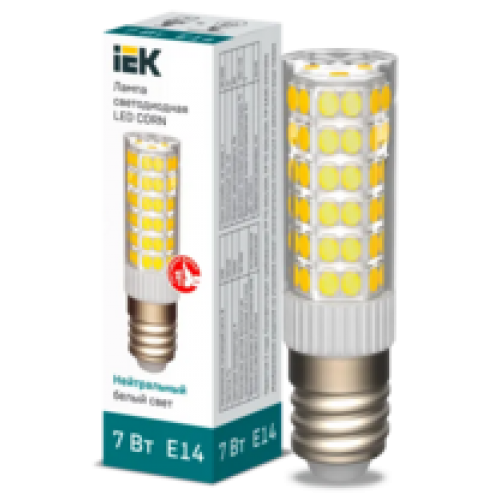 IEK Лампа светодиодная CORN капсула 7Вт 230В 4000К керамика E14 (LLE-CORN-7-230-40-E14)