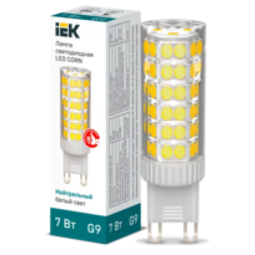 IEK Лампа светодиодная CORN капсула 7Вт 230В 4000К керамика G9 (LLE-CORN-7-230-40-G9)