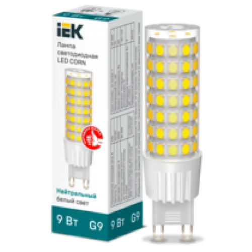 IEK Лампа светодиодная CORN капсула 9Вт 230В 4000К керамика G9 (LLE-CORN-9-230-40-G9)