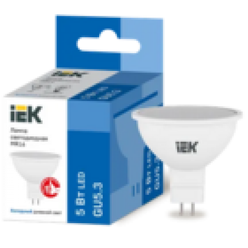 IEK Лампа светодиодная MR16 софит 5Вт 230В 6500К GU5.3 (LLE-MR16-5-230-65-GU5)