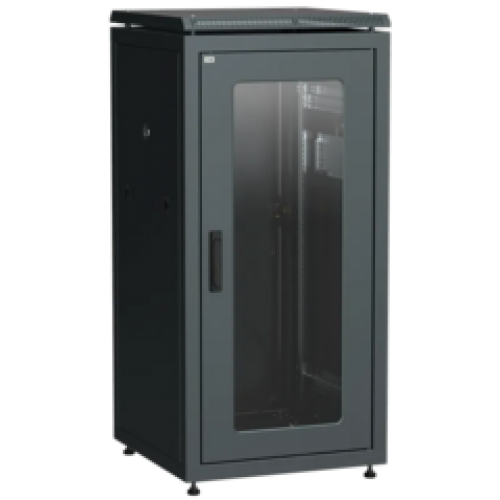 IEK ITK LINEA N Шкаф сетевой 19 28U 600х800мм стеклянная передняя дверь задняя металлическая черный (LN05-28U68-GM)