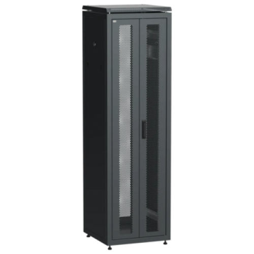 IEK ITK LINEA N Шкаф сетевой 19 42U 600х600мм двери передняя двустворчатая перфорированная задняя перфорированная черный (LN05-42U66-2PP)