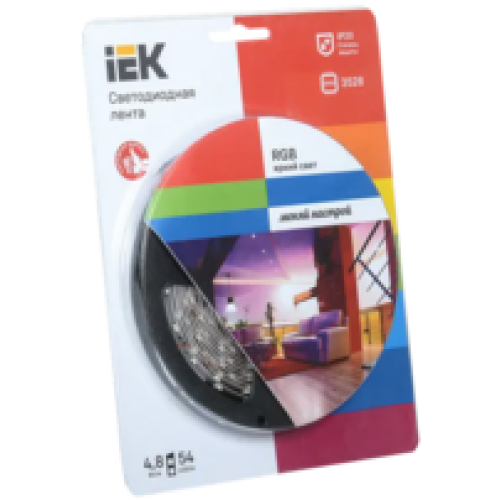 IEK Лента светодиодная 5м блистер LSR-3528RGB54-4.8-IP20-12V-eco (LSR1-3-054-20-1-05)