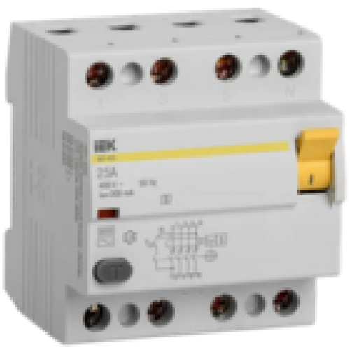 IEK Выключатель дифференциальный (УЗО) ВД1-63S 4Р 25А 300мА  (MDV12-4-025-300)