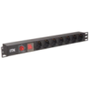 IEK ITK PDU 7 розеток нем. стандарт, с LED выключателем,1U, без шнура, вх. C14, алюминиевый профиль (PH12-7D3)