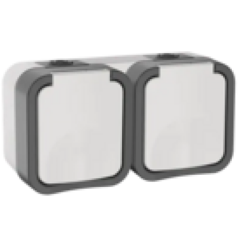 IEK TORS Розетка 2-местная горизонтальная 16А IP55 TS222 белый (TS-R26-16-55-G-K41)