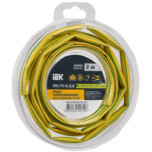IEK Трубка термоусадочная ТТУ нг-LS 5/2,5 желто-зеленая (2м/упак) (UDR12-005-D25-002-K52-T)