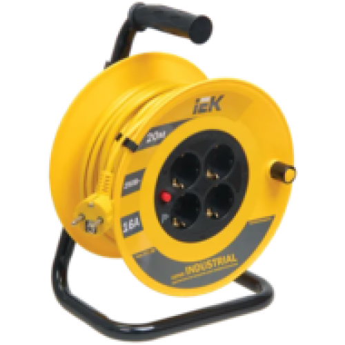 IEK Катушка УК20 с термозащитой 4 места 2P+PE/20м 3х1,5мм2 INDUSTRIAL (WKP15-16-04-20)