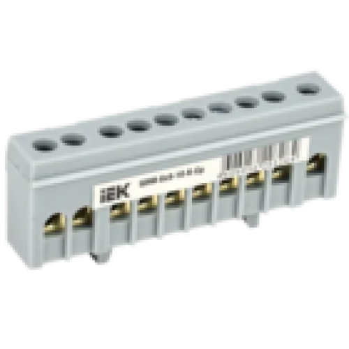 IEK Шина L фаза в корпусном изоляторе на DIN-рейку ШНИ-6х9-10-К-Ср (YNN10-69-10KD-K02)